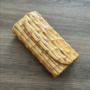 J. McLaughlin Textured bamboo Clutch